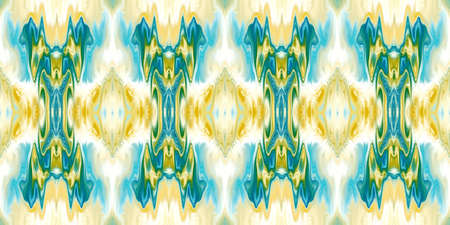 Geometric summer ombre tie dye batik stripe border pattern. Seamless shibori space dyed striped...