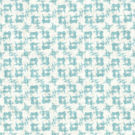 Aegean teal geo grid patterned linen texture background. Summer coastal living style wash check...