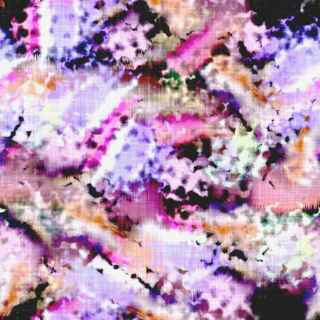 Messy summer tie dye batik beach wear pattern. Seamless colorful stain space dyed effect fashion....