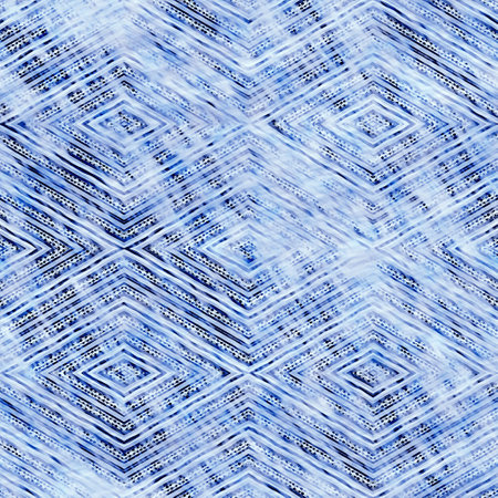 Indigo blue grunge wash linen print pattern. Modern rustic Nantucket distressed fabric textile effect background in pale worn style. Masculine tie dyed home deco fashion geometric designの写真素材