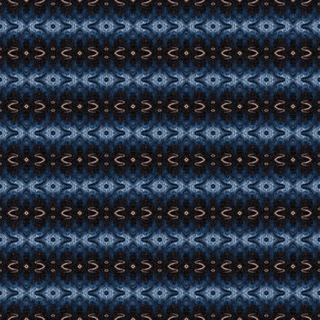 Dark indigo blue white bandanna style tye dye print pattern. Seamless ethnic silk home decor design...