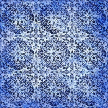 Indigo blue grunge wash linen print pattern. Modern rustic nantucket distressed fabric textile effect background in nautical maritime style. Masculine tie dye worn home deco fashion geometric designの写真素材