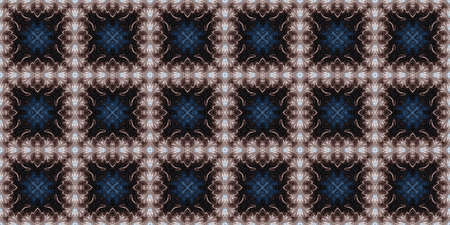Dark indigo blu bandanna style tie dye border pattern. Seamless vintage ethnic silk home decor...