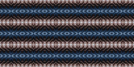 Dark indigo blu bandanna style tie dye border pattern. Seamless vintage ethnic silk home decor edging ribbon design. Masculine tape band. For modern vintage scarf and fashion decoration.の写真素材