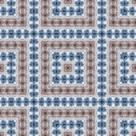 Dark indigo blue white bandanna style type dye print pattern. Seamless ethnic silk home decor design...