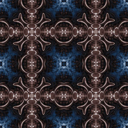 Dark indigo blue white bandanna style tye dye print pattern. Seamless ethnic silk home decor design with masculine colour tile. For modern vintage cushion, pillow and bohemian fashion repeat print.の写真素材