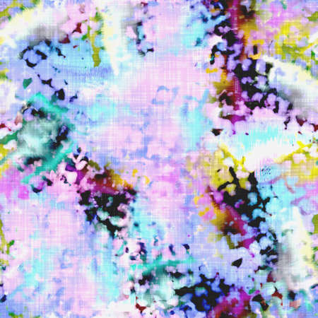 Messy summer tie dye batik beach wear pattern. Seamless colorful stain space dyed effect fashion....