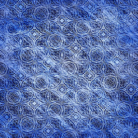 Indigo blue grunge wash linen print pattern. Modern rustic nantucket distressed fabric textile...