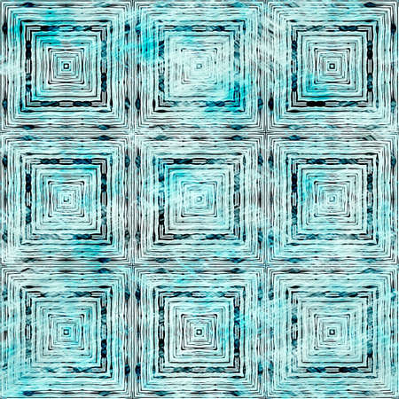 Aegean Teal green grunge wash linen print pattern. Modern rustic nantucket distressed fabric textile effect background in nautical maritime style. Tie dye worn home decor fashion geometric designの写真素材