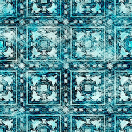 Aegean Teal green grunge wash linen print pattern. Modern rustic nantucket distressed fabric textile effect background in nautical maritime style. Tie dye worn home decor fashion geometric designの写真素材