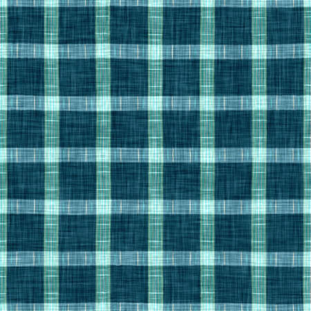 Teal rustic coastal beach house check fabric tile. Seamless sailor flannel textile gingham repeat...