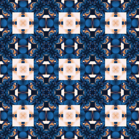 Indigo Blue white watercolor batik blur azulejos tile background. Seamless coastal blur painterly...