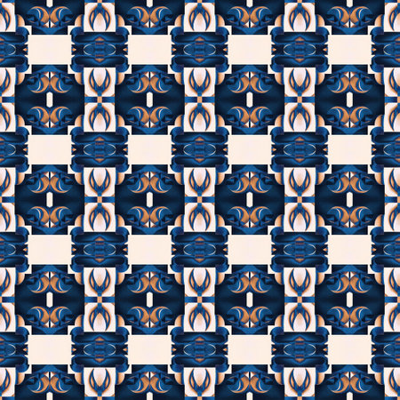 Indigo Blue white watercolor batik blur azulejos tile background. Seamless coastal blur painterly...