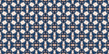 Blue white watercolor azulejo tile border background. Seamless coastal blur bleed geometrical floral...