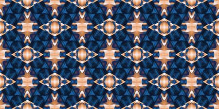 Blue white watercolor azulejo tile border background. Seamless coastal blur bleed geometrical floral...