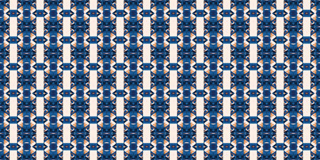 Blue white watercolor azulejo tile border background. Seamless coastal blur bleed geometrical floral...