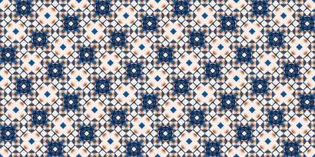 Blue white watercolor azulejo tile border background. Seamless coastal blur bleed geometrical floral...