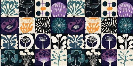 Modern fun pattern clash fabric border print for summer beach textile designs with a linen cotton...