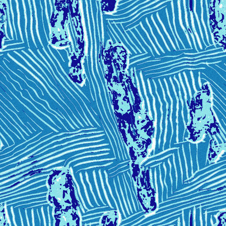 Summer blue dyed wave water pattern with broken linear stripe effect. Fresh blue underwater texture...