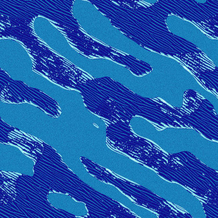 Summer blue dyed wave water pattern with broken linear stripe effect. Fresh blue underwater texture...