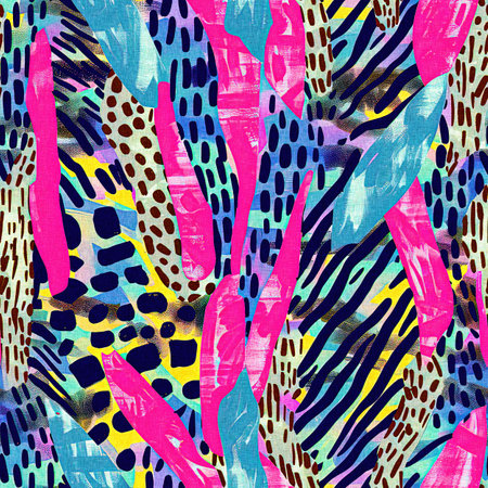 Fun girly camouflage pattern in vibrant stripes and spotted seamless design . Modern skin texture...