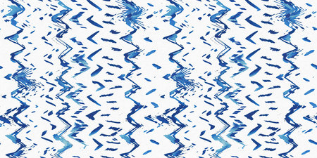 Summery ikat zig zag border pattern in painterly brushstroke digital design. Modern coastal living...