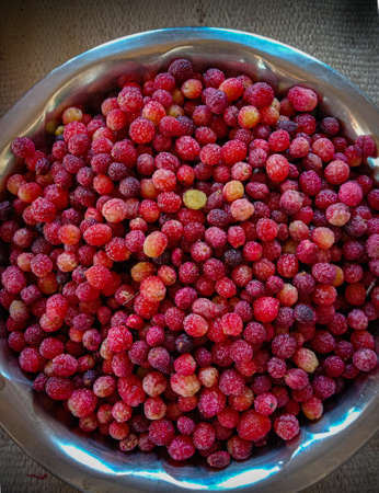 Kafal, these are red sweet-sour famous berries found in himachal pradesh and utrakhand. two hilly...