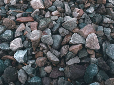 picture of sharp and smooth pebbles found in river.の写真素材