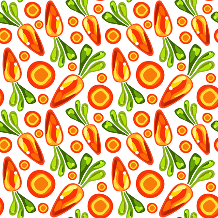 Seamless pattern of carrots with leaves on white backgroundのイラスト素材