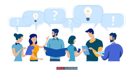 Trendy flat illustration. Teamwork metaphor concept. Globalization Learning Education Knowledge. Training Template for your design works. Vector graphics.のイラスト素材