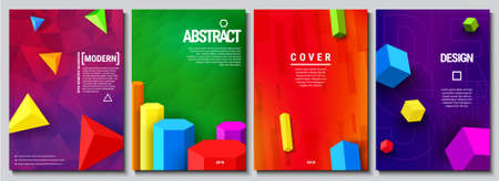 Set of abstract geometric banners. Liquid shapes background elements. Modern geometric gradients....