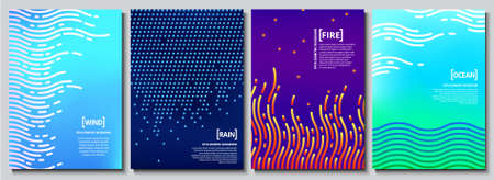 Set of abstract geometric banners. Liquid shapes background elements. Modern geometric gradients. Templates for banner, brochure, book cover, booklet design. Vector illustration.のイラスト素材