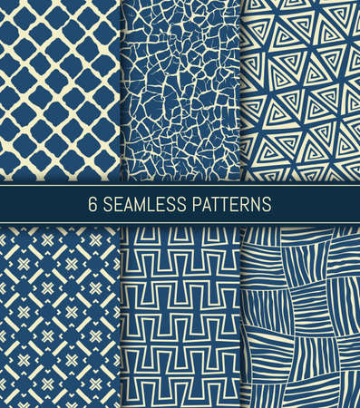 Seamless patterns set. Abstract backgrounds. Vector illustration.のイラスト素材