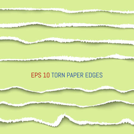 Torn paper shadowed edges set. Elements for your design works. Vector illustration.のイラスト素材