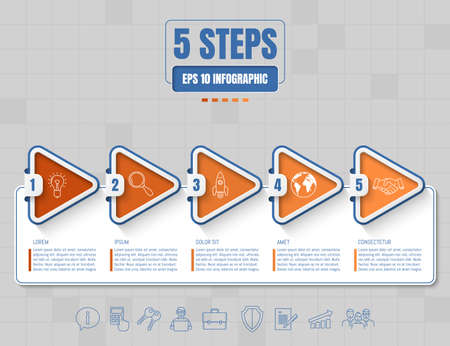 Five options or steps infographic on abstract background. Business thin line icons. Template for your design works. Vector illustration.のイラスト素材