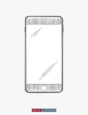 Abstract smart phone silhouette. Template for your design works. Engraved style vector illustration.のイラスト素材