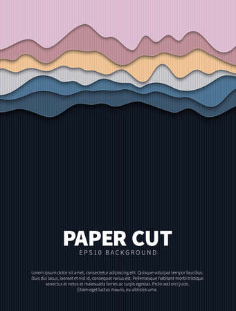 Abstract 3D background. Paper cut shapes. Template for your design works. Vector illustration.のイラスト素材