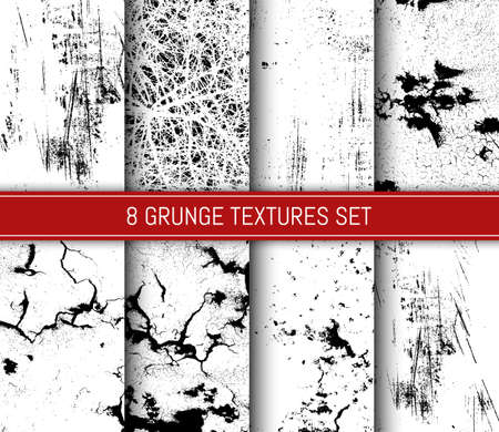 Set of abstract grunge texture backgrounds. Easy to use. Change color in one click. Template for your design works. Vector illustration.のイラスト素材