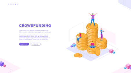 Trendy flat illustration. Crowdfunding page concept. Template for your design works. Vector graphics.のイラスト素材