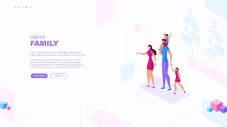 Trendy flat illustration. Happy Family concept. Template for your design works. Vector graphics.のイラスト素材