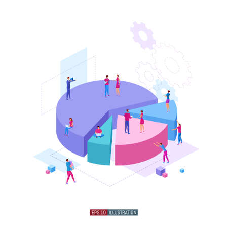 Trendy flat illustration. Successful teamwork concept. Office workers planning business mechanism, analyze business strategy and exchange ideas. Template for your design works. Vector graphics.のイラスト素材