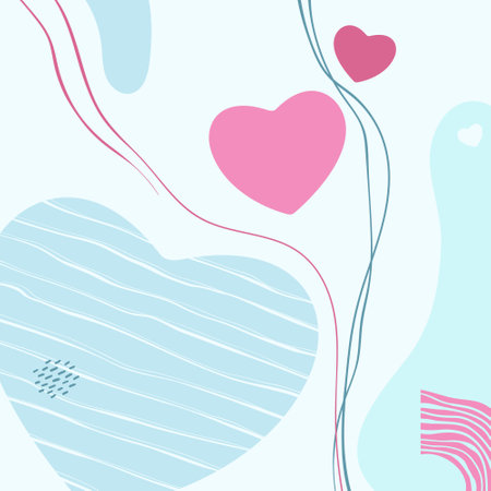 Trendy abstract background. Minimal hand drawn geometric shapes composition. Pastel colorful...