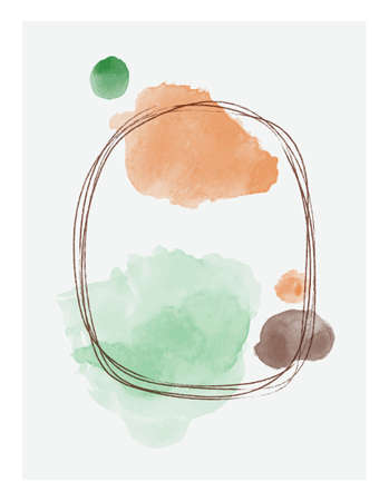 Trendy flat illustration. Hand drawn abstract minimalistic background in trendy minimalistic style. Charcoal line. Watercolor spots. Template for your design works. Vector graphics.のイラスト素材