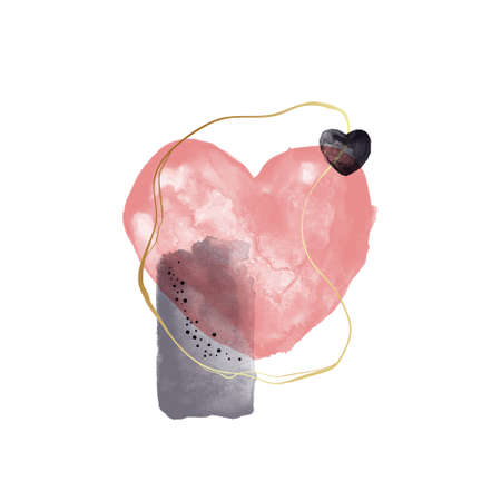 Trendy flat illustration. Hand drawn abstract background in trendy minimalistic style. Charcoal line. Watercolor spots. Template for your design works. Vector graphics.のイラスト素材