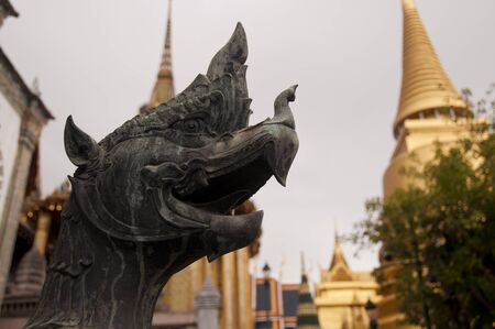 Tantima bird foreground Statue in The Temple of Emerald Buddha  Wat Phra Kaew   Bangkokの写真素材