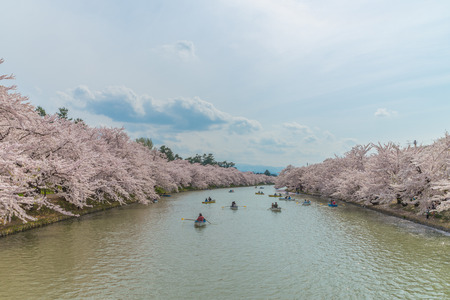 Aomori, Japan - April 28, 2014: People join the boat in the pond of Hanami festival at Hirosaki parkのeditorial素材