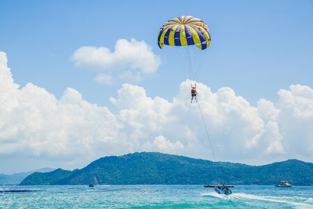 Parasailing in Thailand beachの写真素材