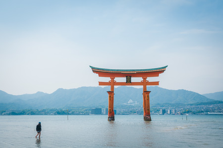 Miyajima Shrine Gate in Hiroshima, Japan.の写真素材