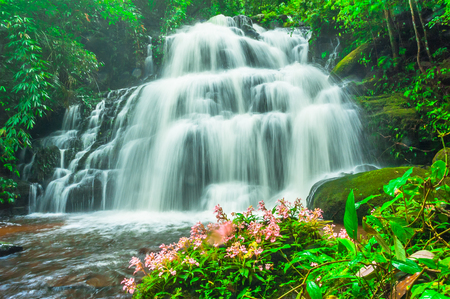 Beautiful waterfall in tropical forest,Phu Hin Rong Kla National Park,Phetchabun Province,Thailand.の写真素材