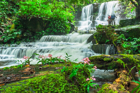Beautiful waterfall in tropical forest,Phu Hin Rong Kla National Park,Phetchabun Province,Thailand.の写真素材